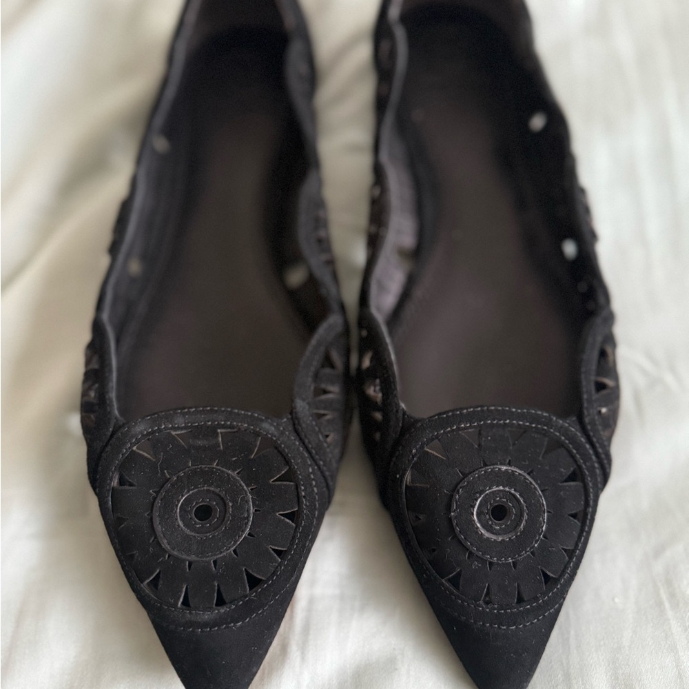 Brand New Black Suede Tory Burch Women's Flats 9.5 - Picture 2 of 10